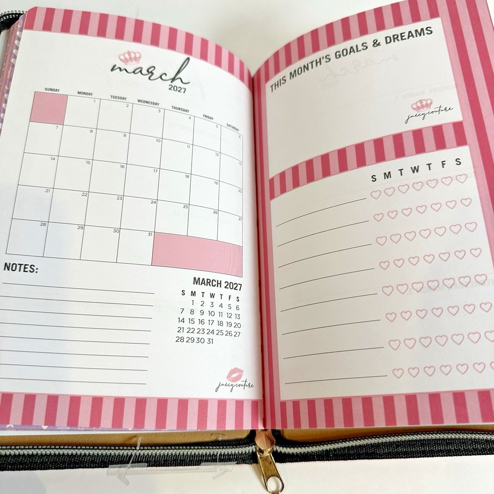 Juicy Couture 2026-2027 Zip Planner Journal Gold Crown Pen 18 Month New - Picture 8 of 8